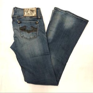 Express ReRock Blue Jeans Flare Size US 6 Euro 28
